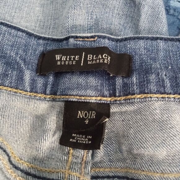 White House Black Market NOIR Sz 4 Women's Straight Leg Crop Jeans - Picture 4 of 5